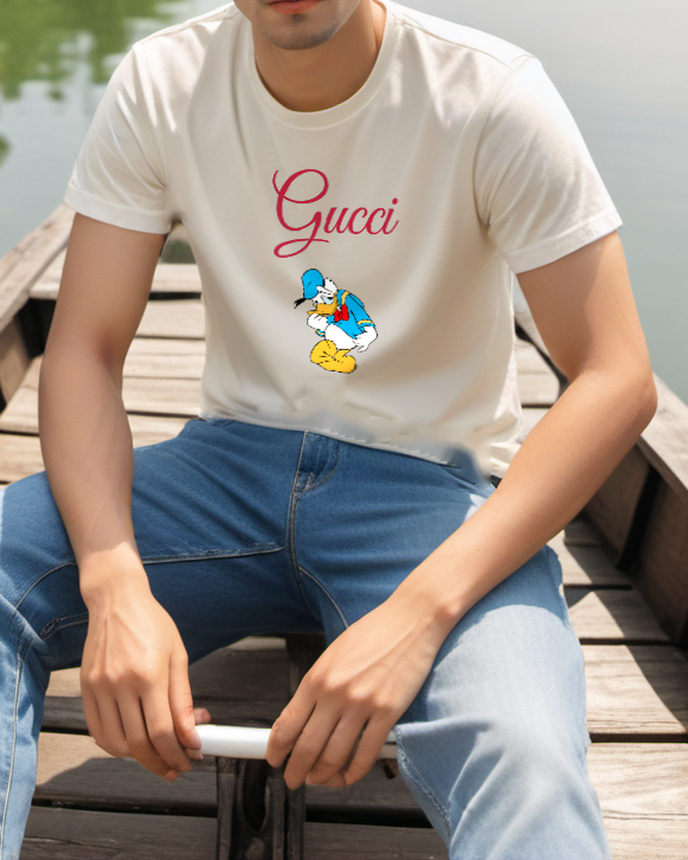Ivory Thoughtful Seated Sailor Duck Graphic T-Shirt - styled view 3