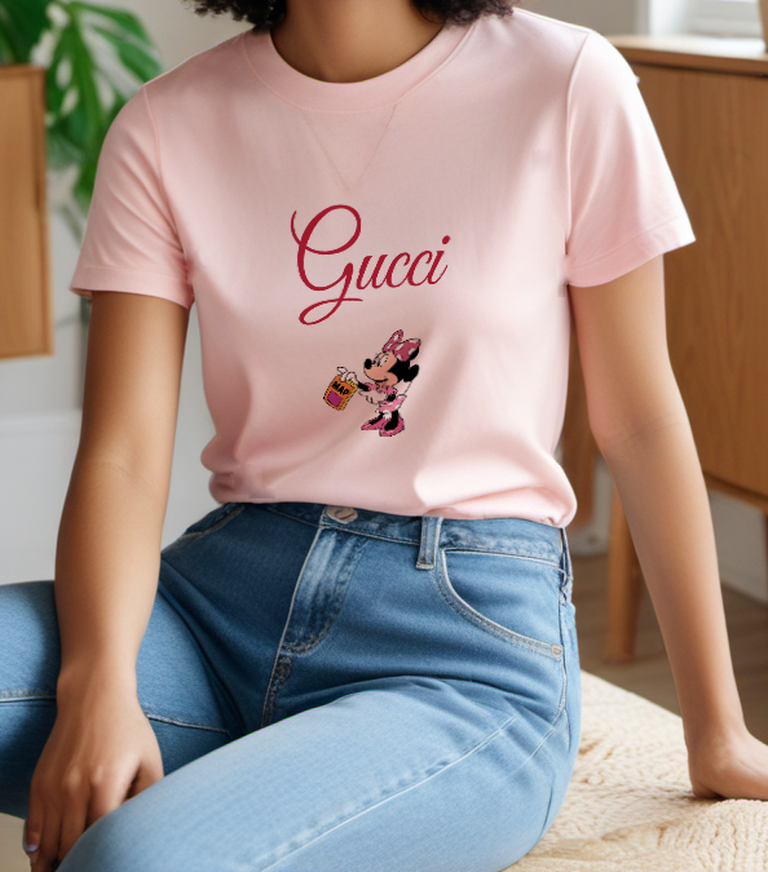 Blush Pink Polka Dot Mouse Map Graphic T-Shirt - styled view 1