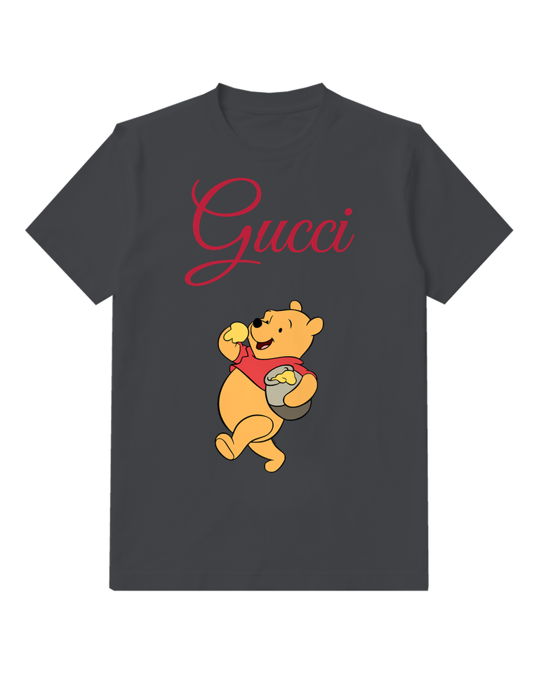 Charcoal Gray Honey Pot Bear Graphic T-Shirt - front product view