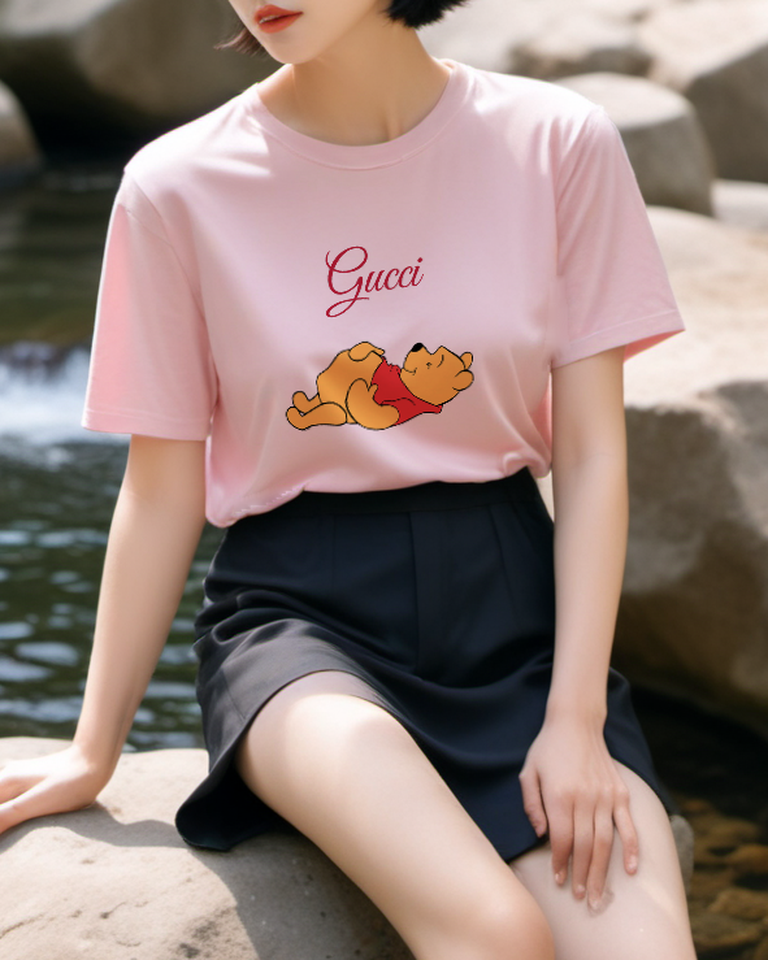 Blush Pink Reclining Golden Bear Graphic T-Shirt - styled view 2