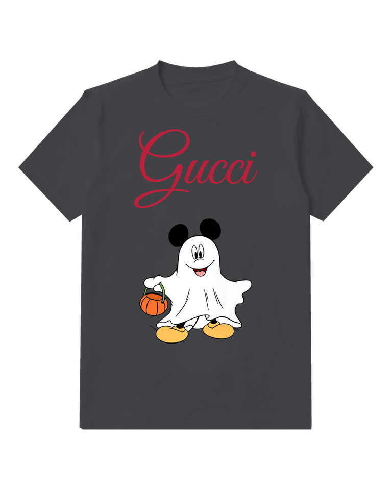Charcoal Gray Ghost Costume Mouse Graphic T-Shirt - front product view
