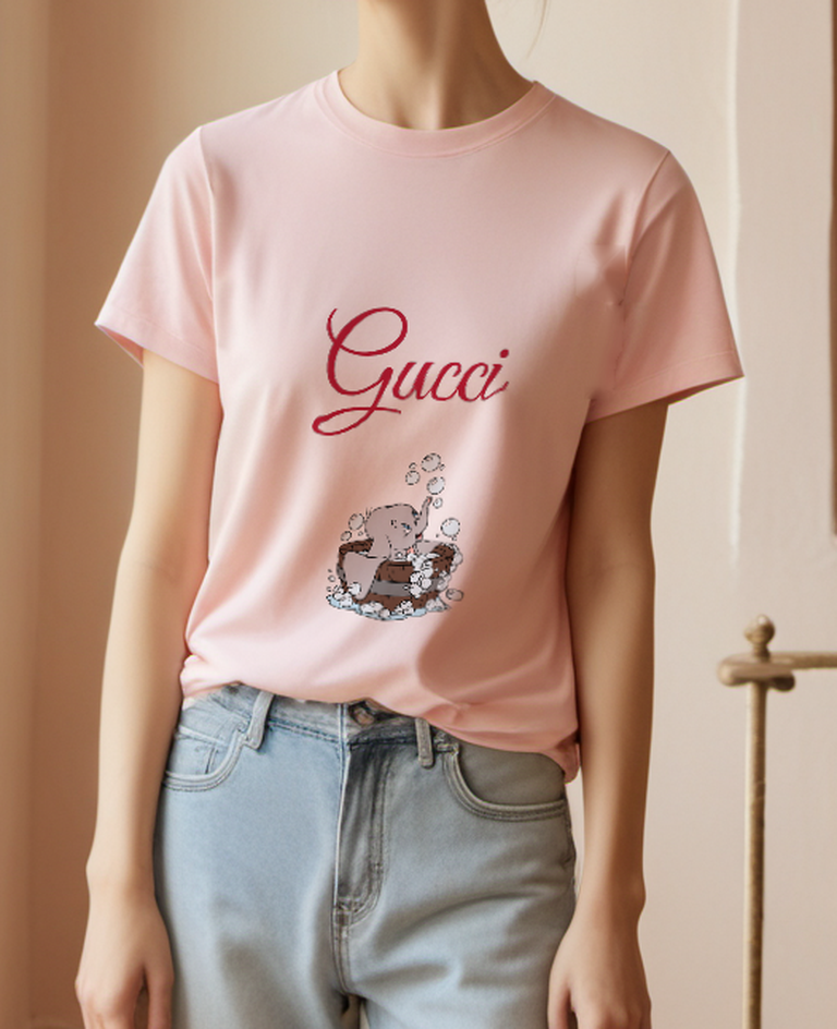Blush Pink Elephant Bubble Bath Graphic T-Shirt - styled view 2