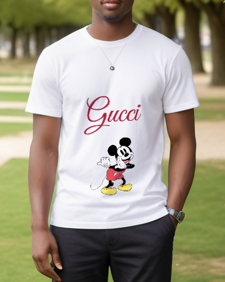 White Open Arms Red Shorts Mouse Graphic T-Shirt - styled view 1