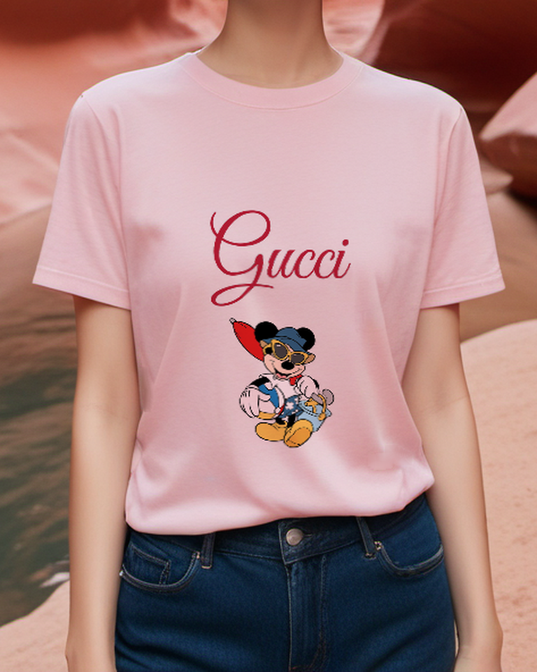 Blush Pink Pirate Sword Mouse Graphic T-Shirt - styled view 3