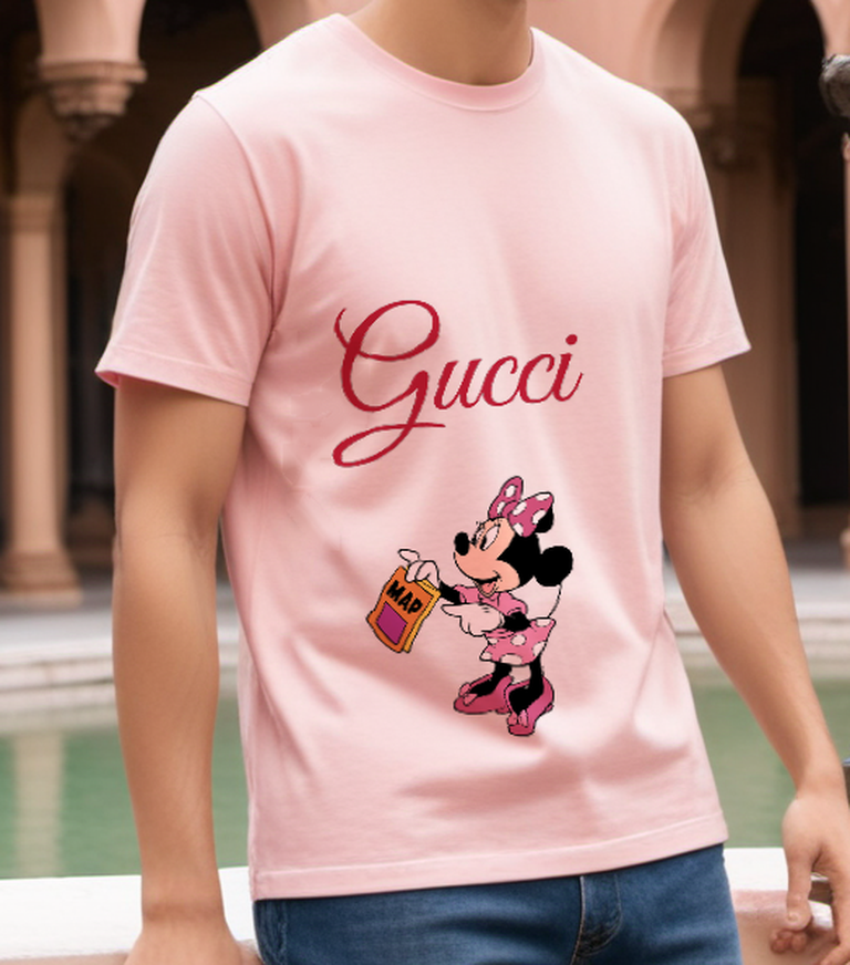 Blush Pink Polka Dot Mouse Map Graphic T-Shirt - styled view 4