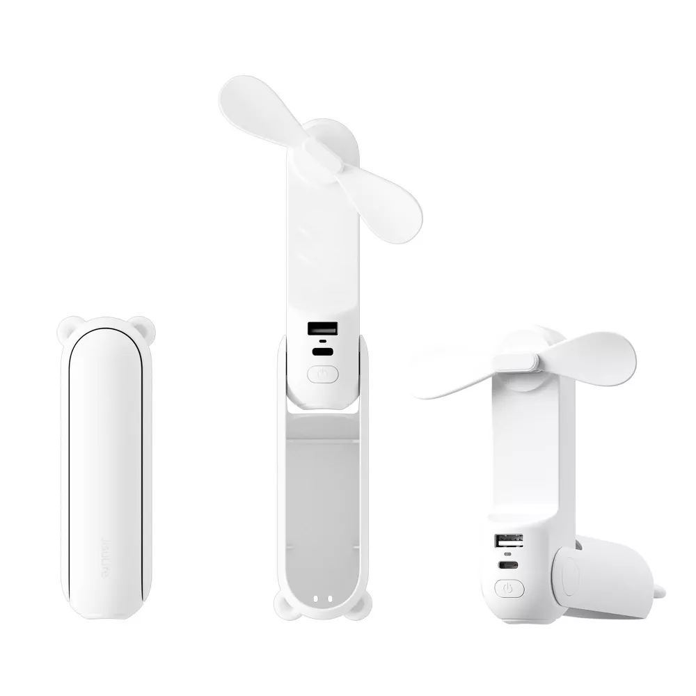 3-in-1 Foldable Handheld Mini Fan 4500mAh Built-in Power Bank Flashlight Function 3 Wind Speed Gears Compact Pocket Portable Cooling Fan