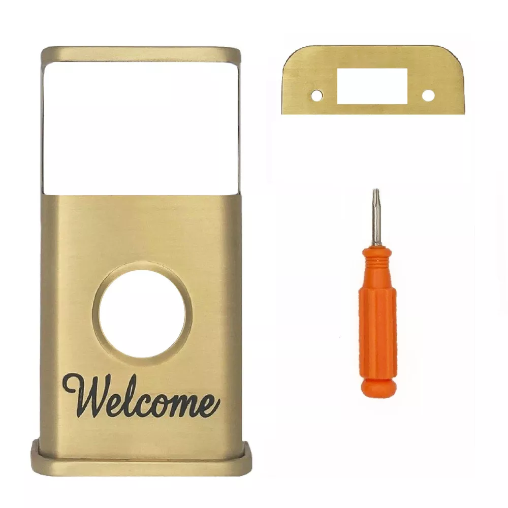 Solid Brass Decorative Cover for 2nd Gen Video Doorbell Weather Resistant Handcrafted Protective Faceplate Easy Quick Installation Multi Finish Options