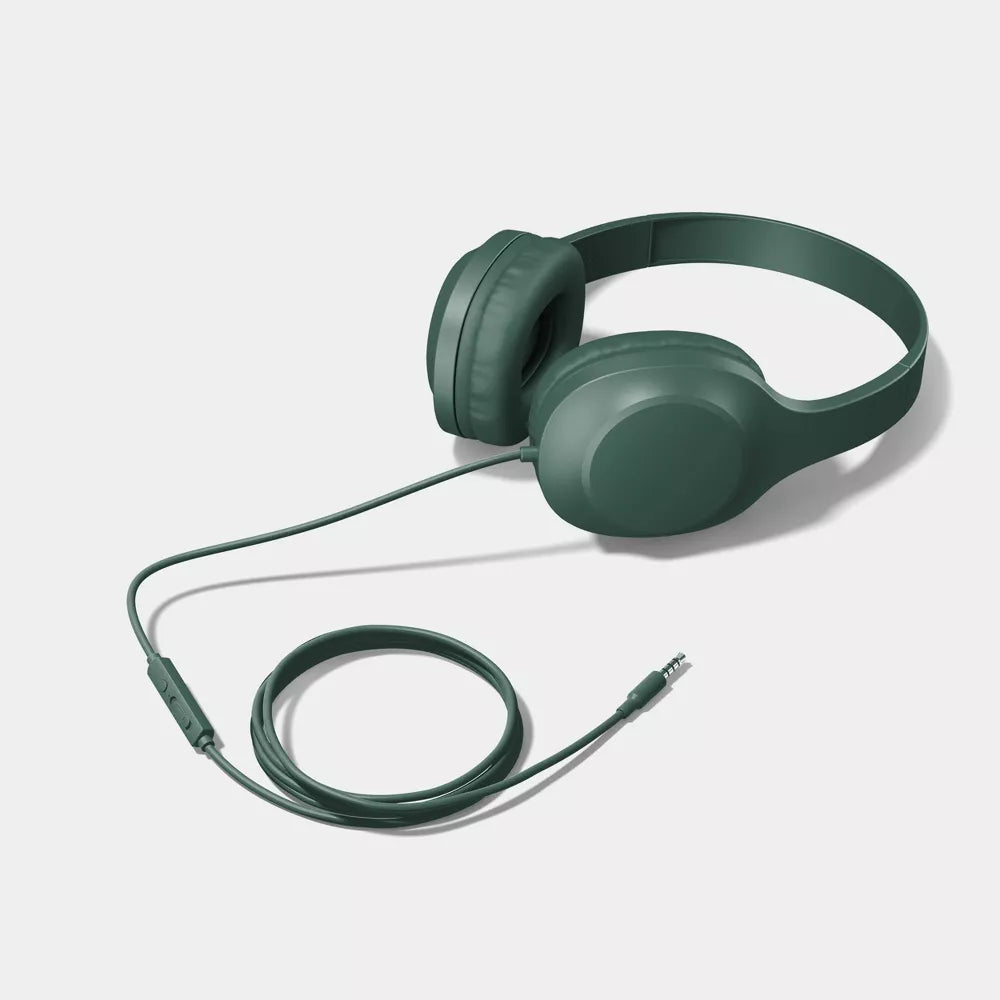 Lightweight Wired On-Ear Headphones Balanced Clear Sound Soft Padded Earcups Inline Microphone Anti-Tangle Durable Cord Daily Use Portable Wired Headset
