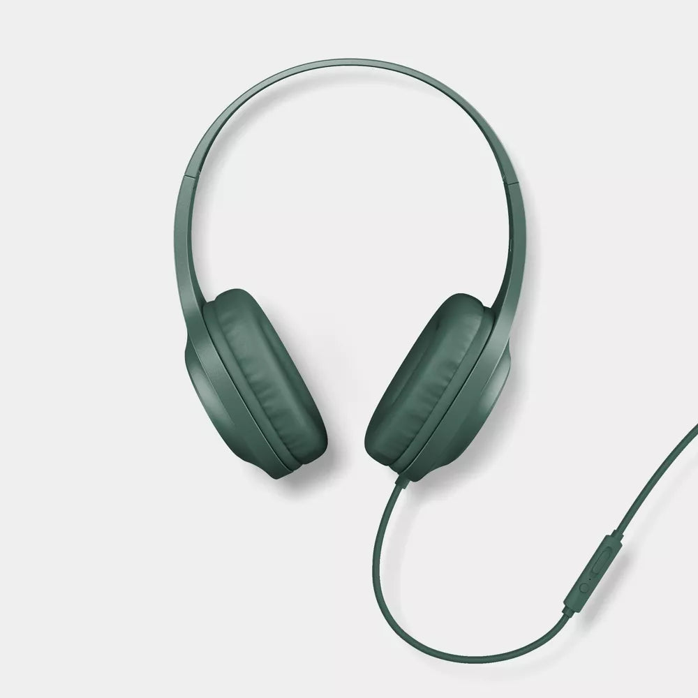 Lightweight Wired On-Ear Headphones Balanced Clear Sound Soft Padded Earcups Inline Microphone Anti-Tangle Durable Cord Daily Use Portable Wired Headset