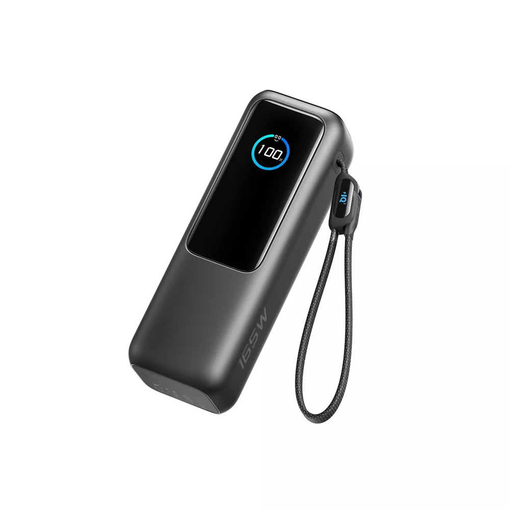 25000mAh 165W High Power Portable Power Bank 3×100W USB-C Ports Built-in Retractable Type-C Cables Digital Display Charge 4 Devices Simultaneously Airline-Safe External Laptop Battery Pack