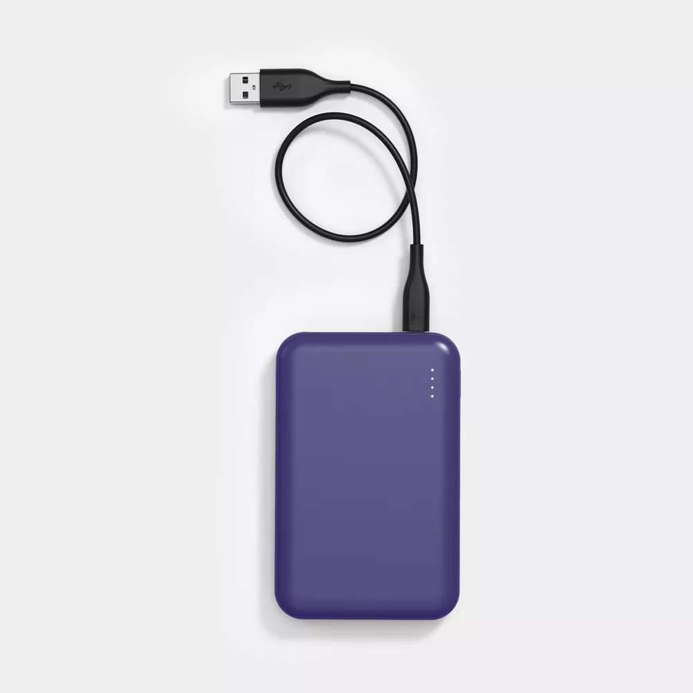 5000mAh Slim Portable Power Bank 10.5W Max Output 3 Ports USB-C Micro USB USB-A Charge 2 Devices At Once LED Power Indicator External Battery Pack