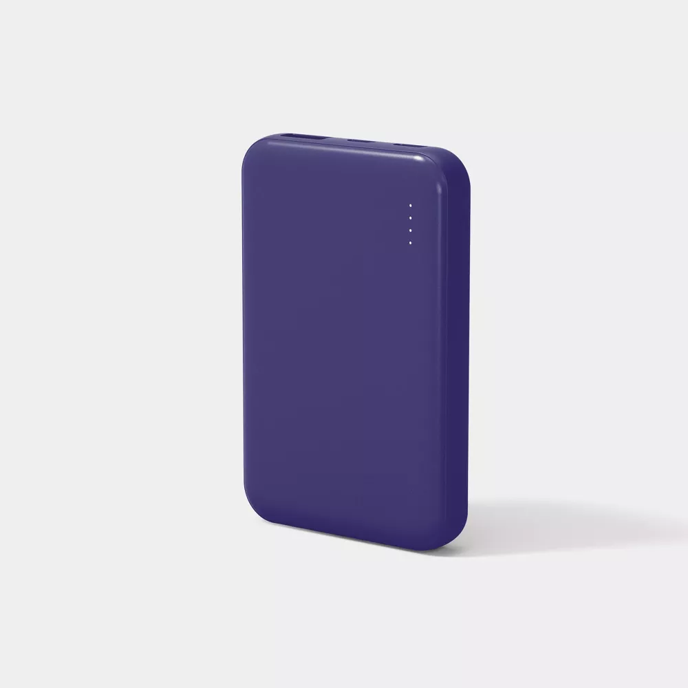 5000mAh Slim Portable Power Bank 10.5W Max Output 3 Ports USB-C Micro USB USB-A Charge 2 Devices At Once LED Power Indicator External Battery Pack