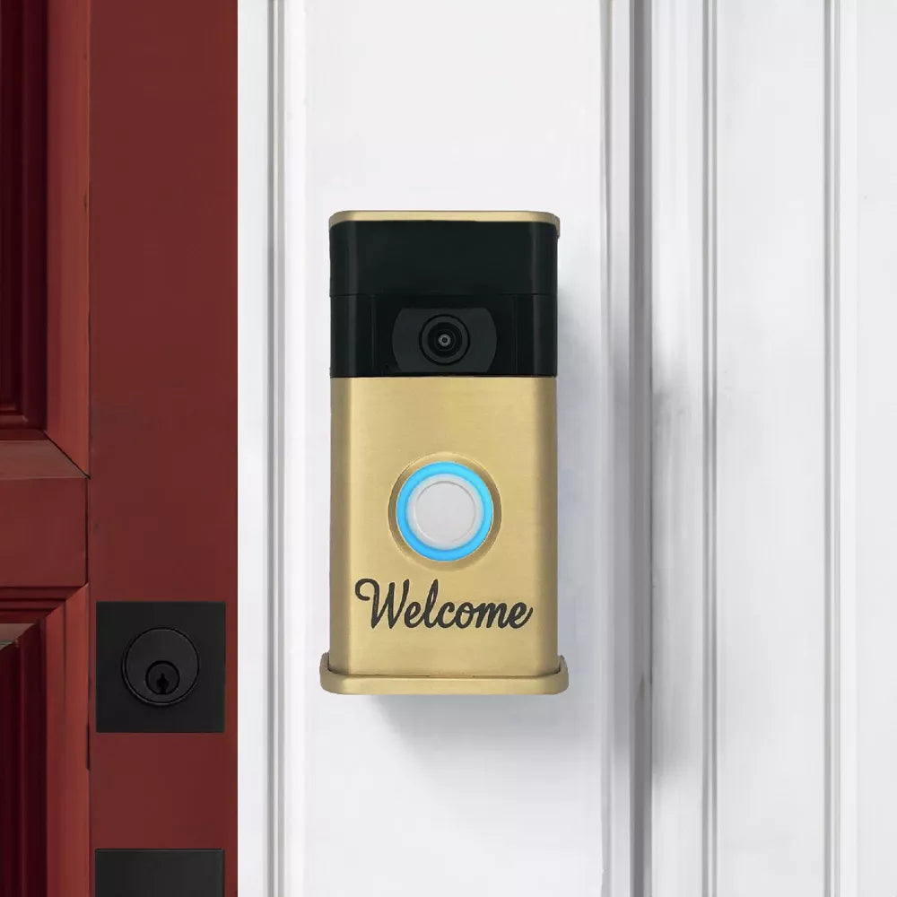 Solid Brass Decorative Cover for 2nd Gen Video Doorbell Weather Resistant Handcrafted Protective Faceplate Easy Quick Installation Multi Finish Options