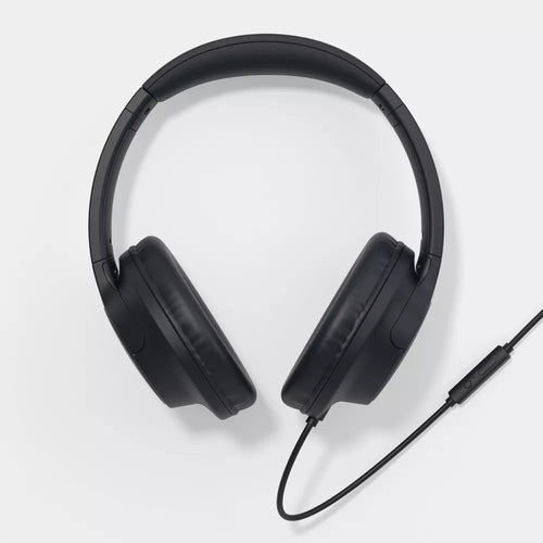 Foldable Wired Over-Ear Headphones Balanced Clear Sound Comfort Padded Earcups Inline Microphone Anti-Tangle Cord Portable Wired Headset