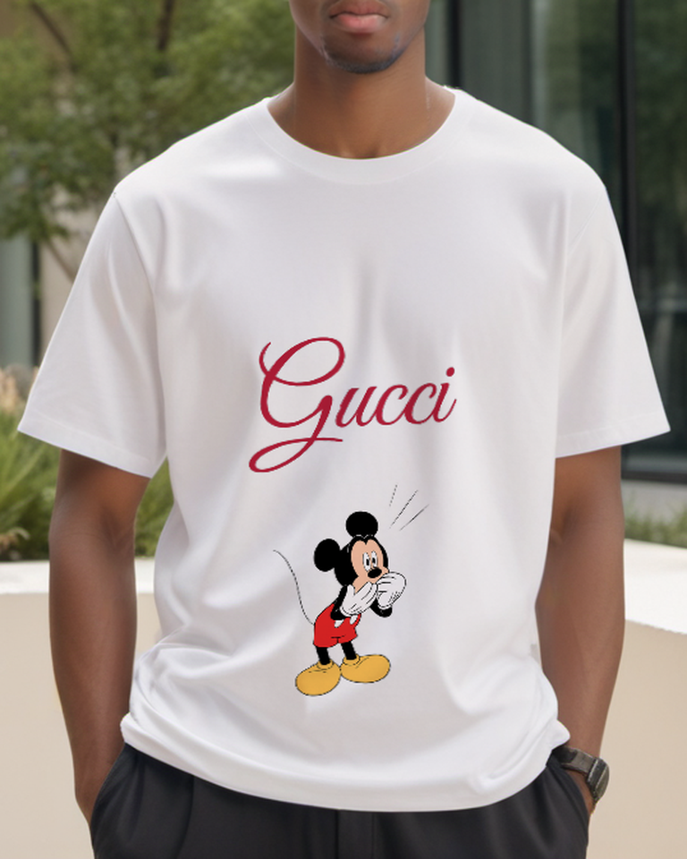 White Thoughtful Mouth Glove Mouse Graphic T-Shirt - styled view 3