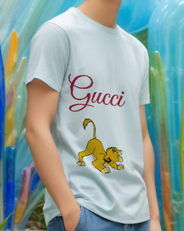 Sky Blue Play Bow Lion Cub Graphic T-Shirt - styled view 4