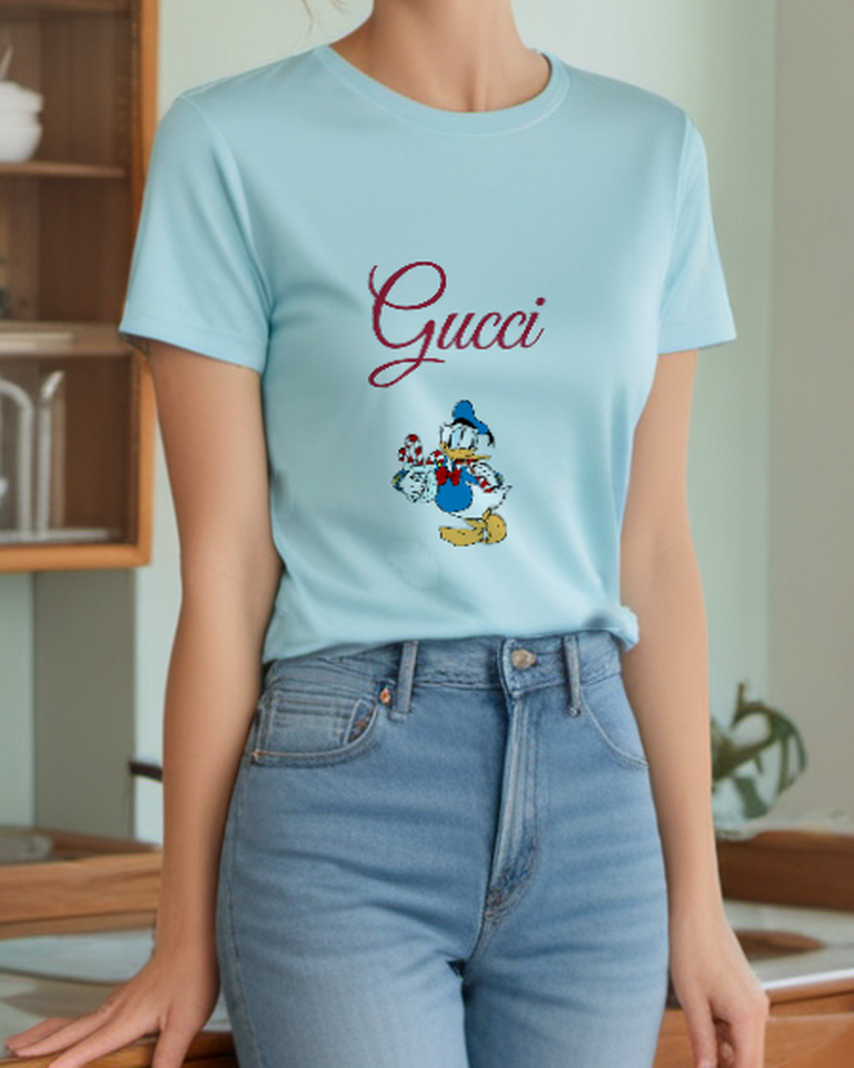 Sky Blue Candy Cane Sailor Duck Graphic T-Shirt - styled view 4