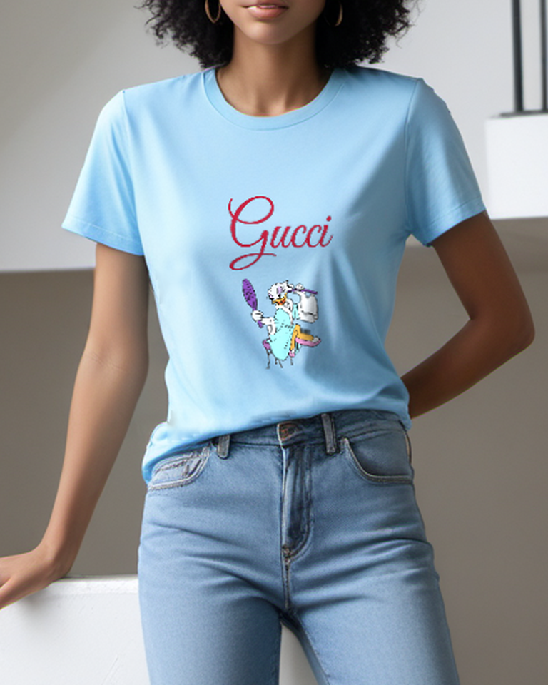 Sky Blue Bathrobe Mirror Duck Graphic T-Shirt - styled view 5