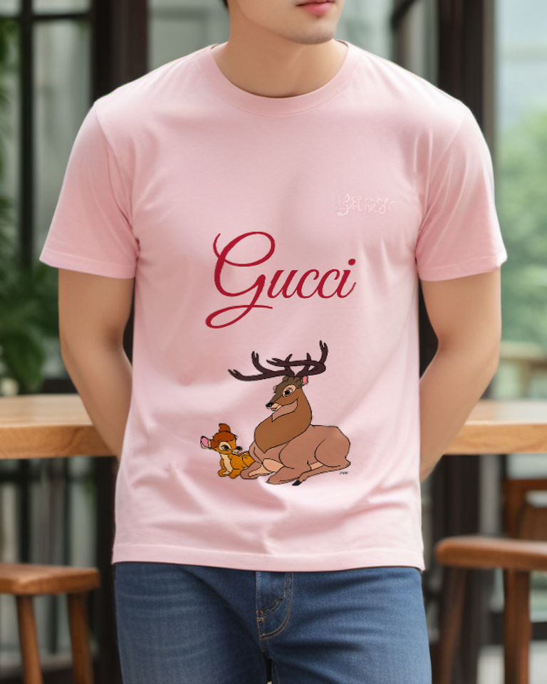 Blush Pink Resting Stag And Fawn Graphic T-Shirt - styled view 4