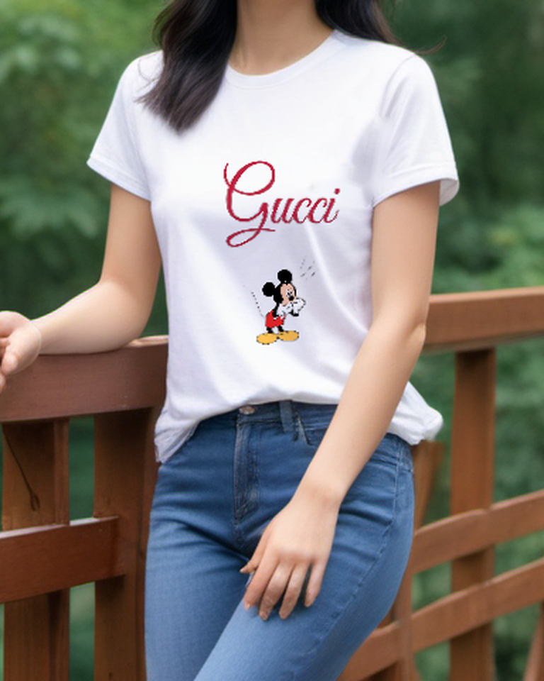 White Thoughtful Mouth Glove Mouse Graphic T-Shirt - styled view 2