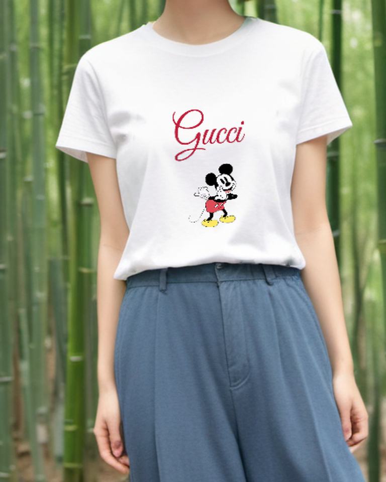 White Open Arms Red Shorts Mouse Graphic T-Shirt - styled view 2