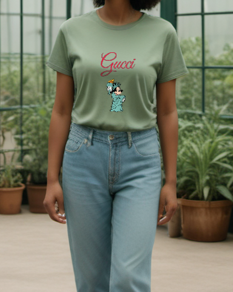 Sage Green Liberty Torch Mouse Graphic T-Shirt - styled view 1