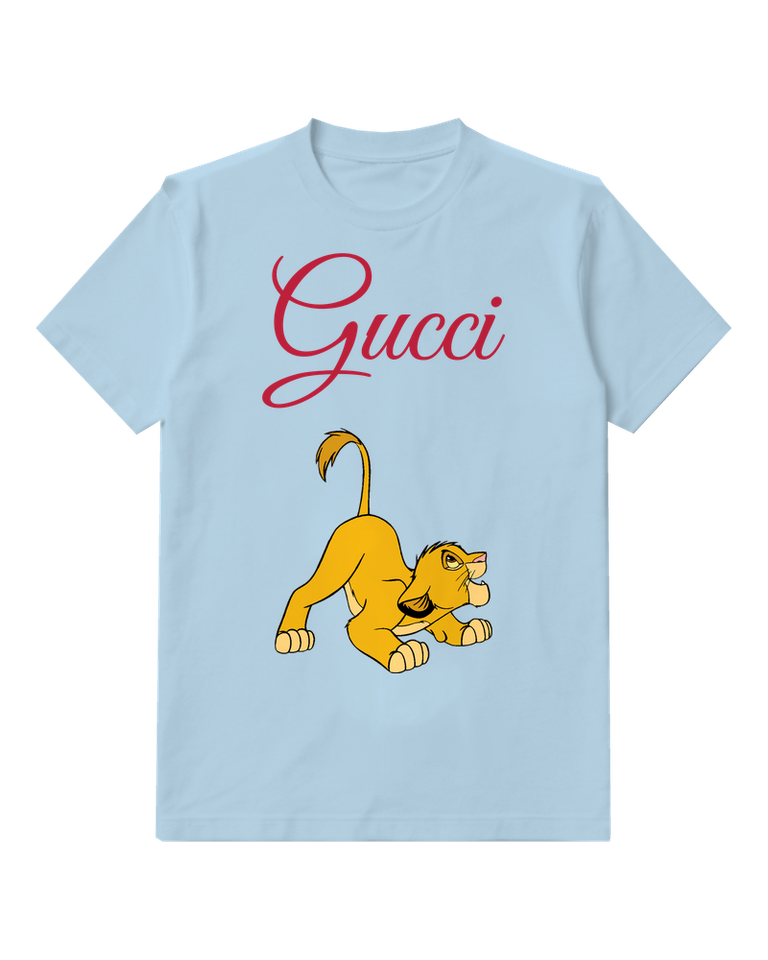 Sky Blue Play Bow Lion Cub Graphic T-Shirt - front product view
