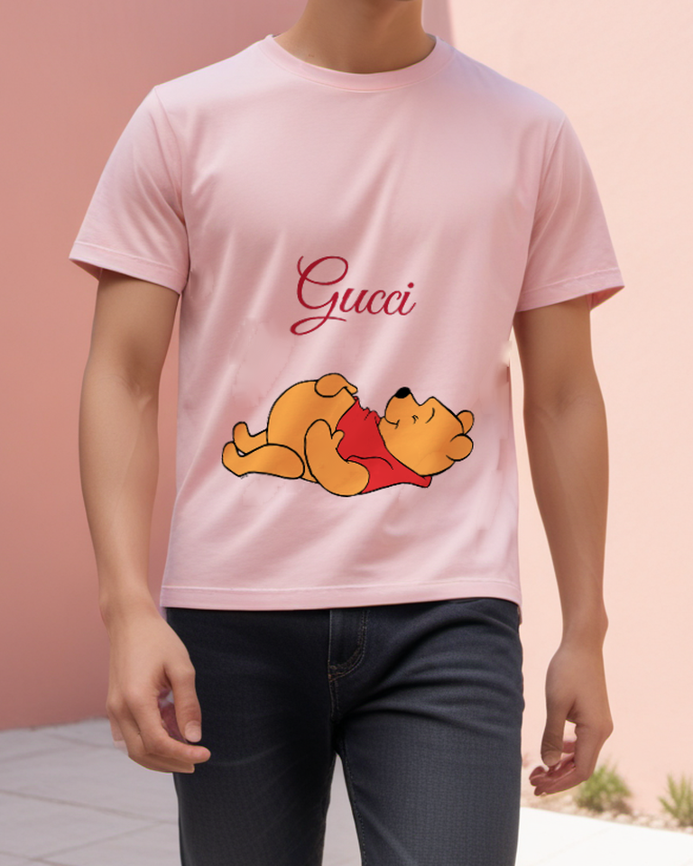 Blush Pink Reclining Golden Bear Graphic T-Shirt - styled view 1