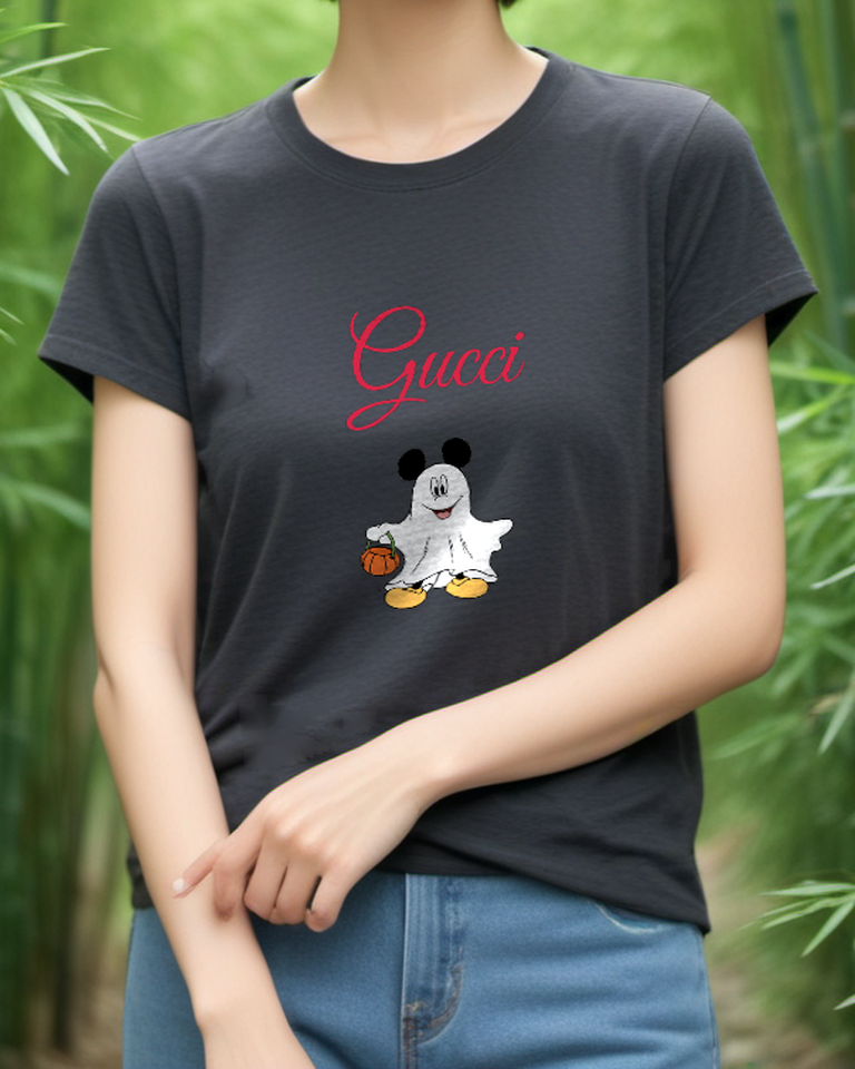Charcoal Gray Ghost Costume Mouse Graphic T-Shirt - styled view 4