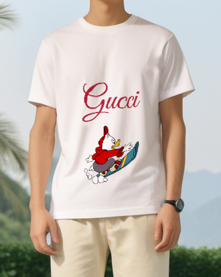 Ivory Red Jacket Snowboard Duck Graphic T-Shirt - styled view 1