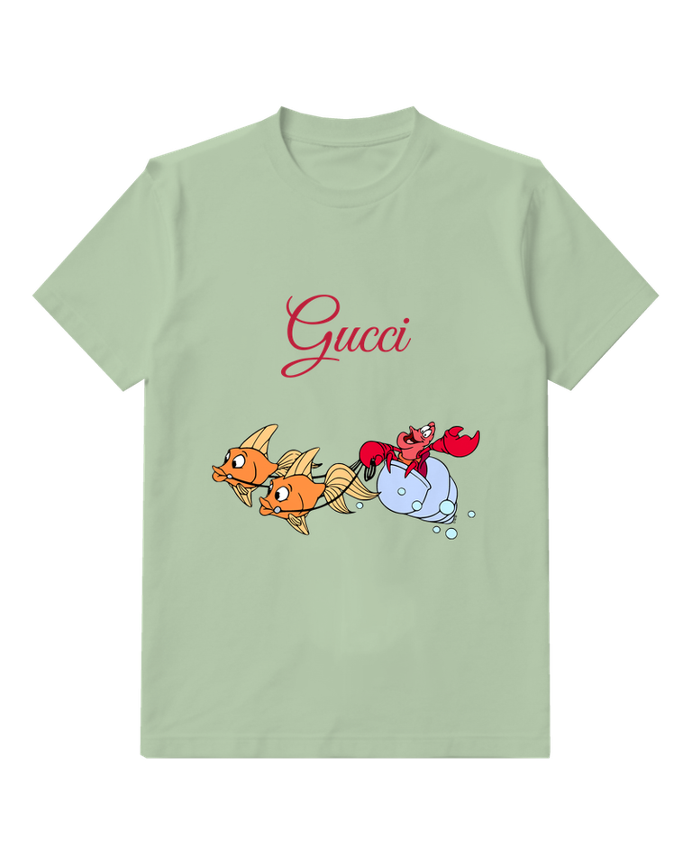 Sage Green Goldfish Crab Bucket Graphic T-Shirt - front product view