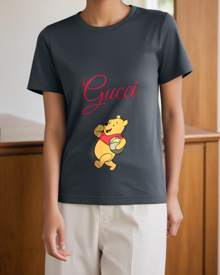 Charcoal Gray Honey Pot Bear Graphic T-Shirt - styled view 1