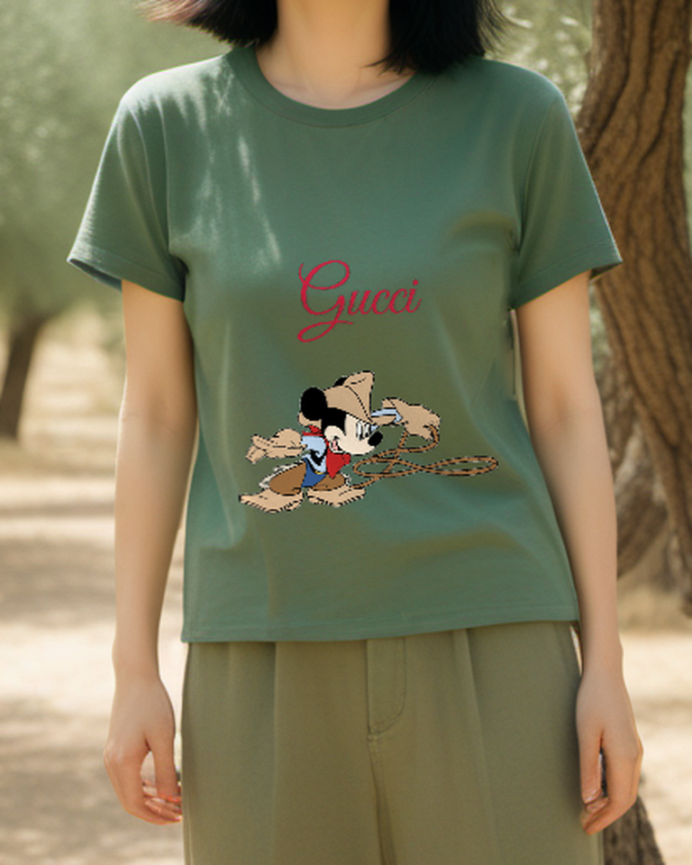 Sage Green Lasso Cowboy Mouse Graphic T-Shirt - styled view 3