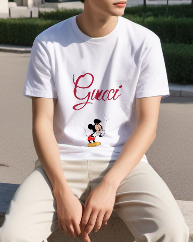 White Thoughtful Mouth Glove Mouse Graphic T-Shirt - styled view 5
