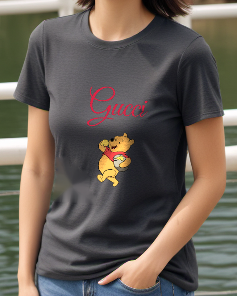Charcoal Gray Honey Pot Bear Graphic T-Shirt - styled view 3