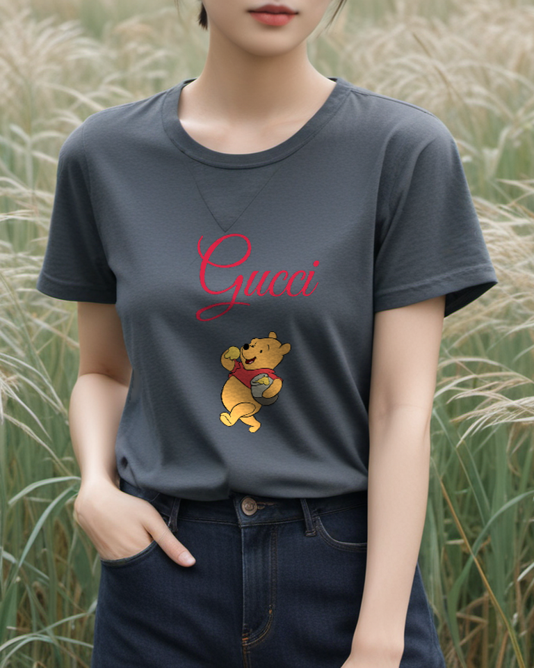 Charcoal Gray Honey Pot Bear Graphic T-Shirt - styled view 5