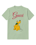 Sage Green Upward Glance Yellow Dog Graphic T-Shirt - front product view