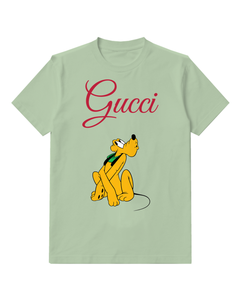 Sage Green Upward Glance Yellow Dog Graphic T-Shirt - front product view