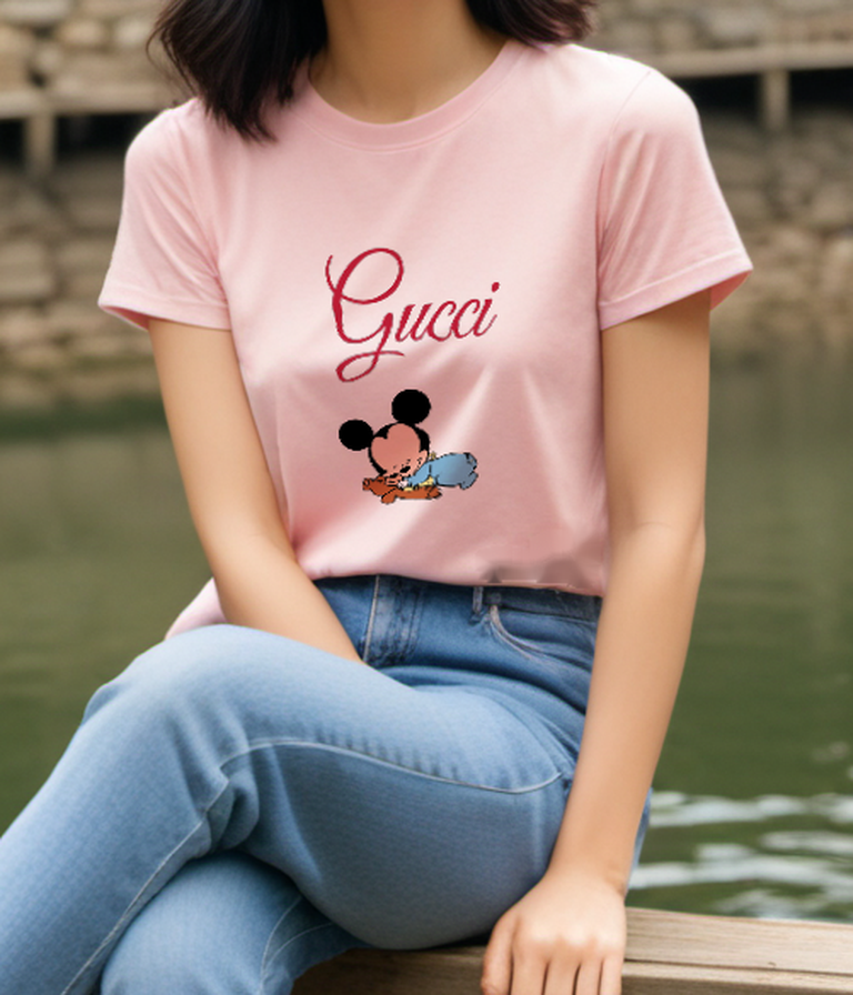 Blush Pink Sleeping Mouse Teddy Graphic T-Shirt - styled view 2