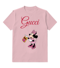 Blush Pink Polka Dot Mouse Map Graphic T-Shirt - front product view