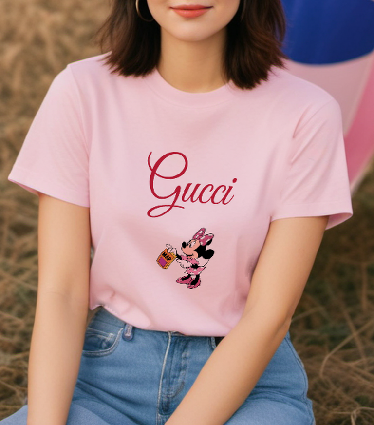 Blush Pink Polka Dot Mouse Map Graphic T-Shirt - styled view 3