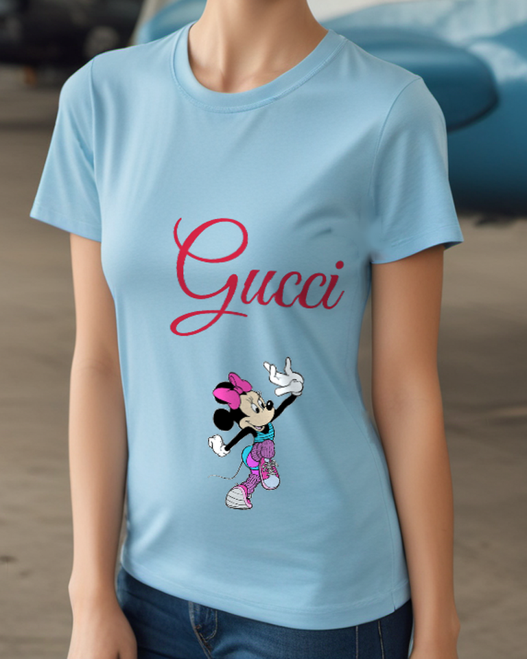 Sky Blue Headband Workout Mouse Graphic T-Shirt - styled view 1