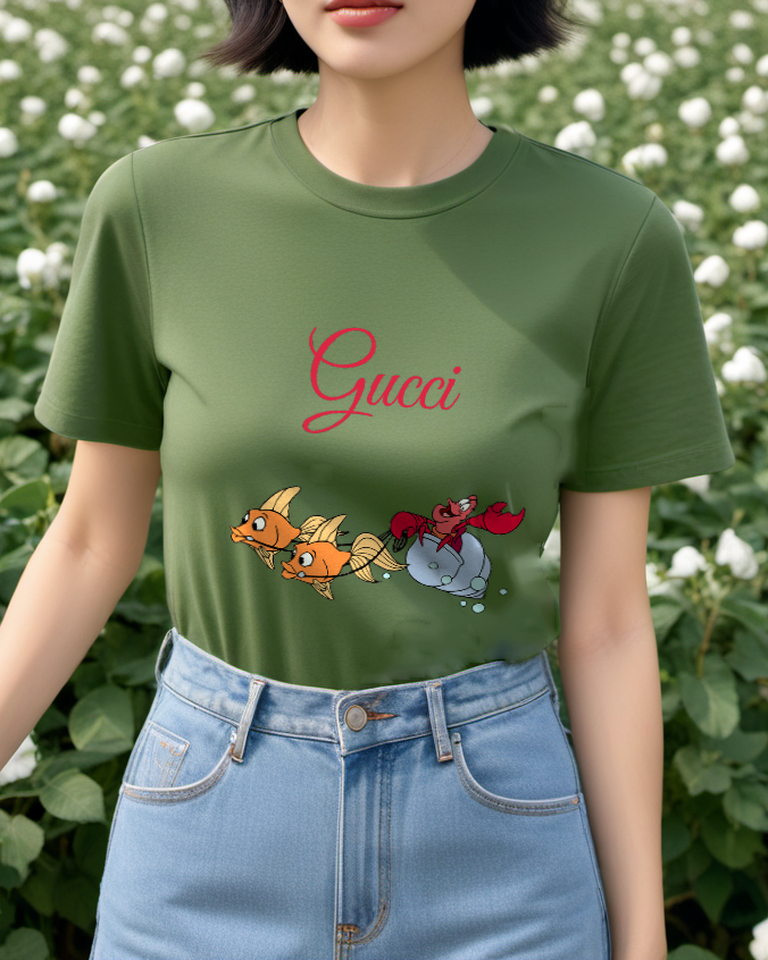 Sage Green Goldfish Crab Bucket Graphic T-Shirt - styled view 2