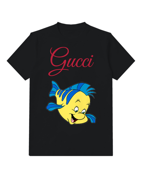 Black Bright Yellow Fish Portrait Graphic T-Shirt - front product view